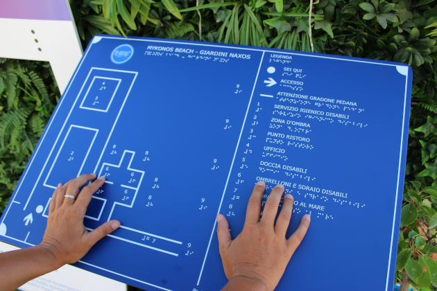 Mykonos Beach Giardini Naxos Messina Mappa Tattile in Braille