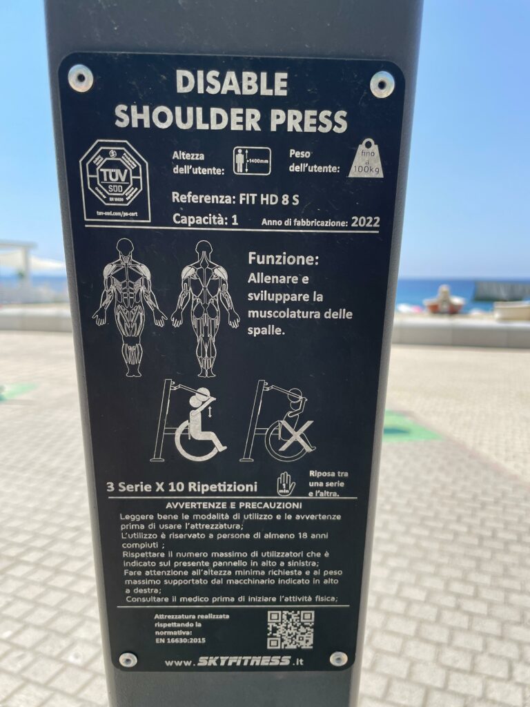 B&B Armony 111 Gioia Tauro Lungomare Costa Viola Tonnara di Palmi Outdoor Fitness Palestra all'aperto anche per Persone con Disabilità